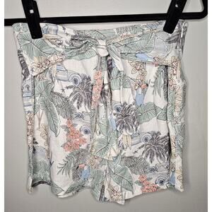 Linen Shorts Womens Size 6 Tropical Artisan NY Paperbag waist tie